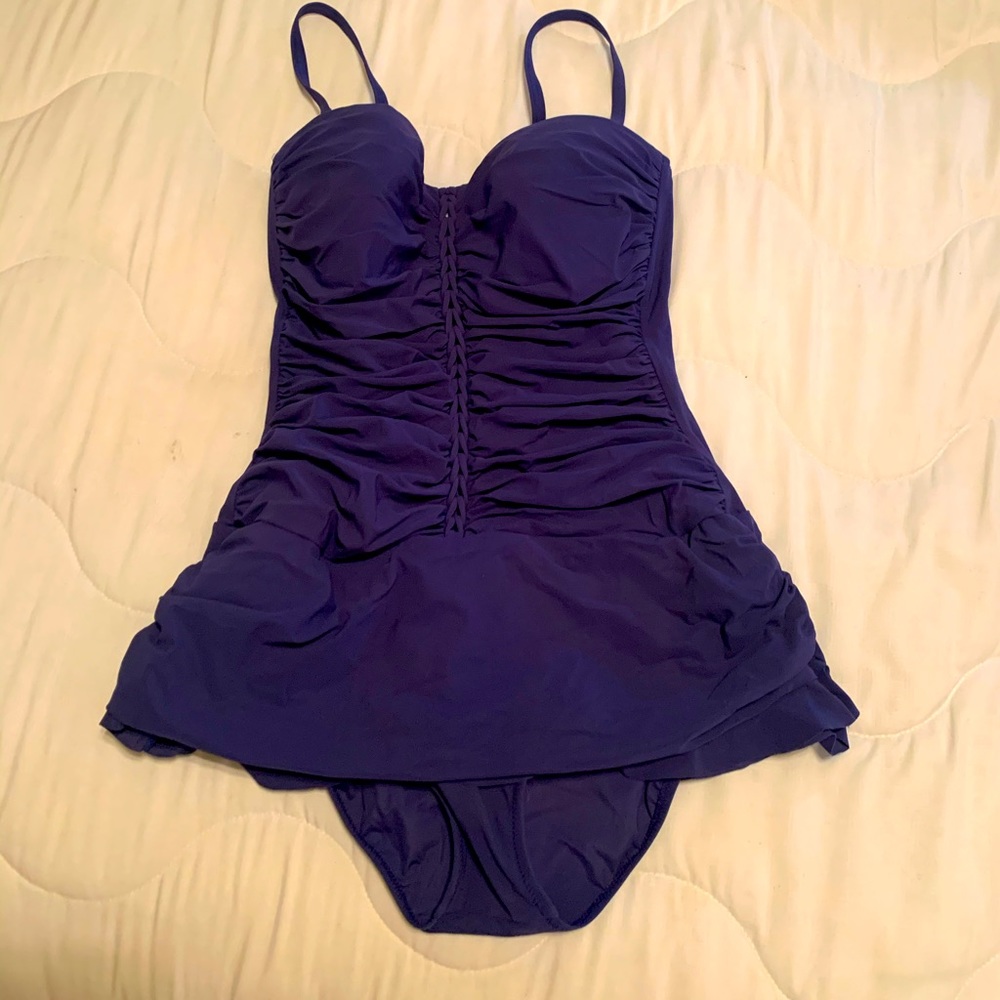 Ruched bandeau one-piece swimsuit